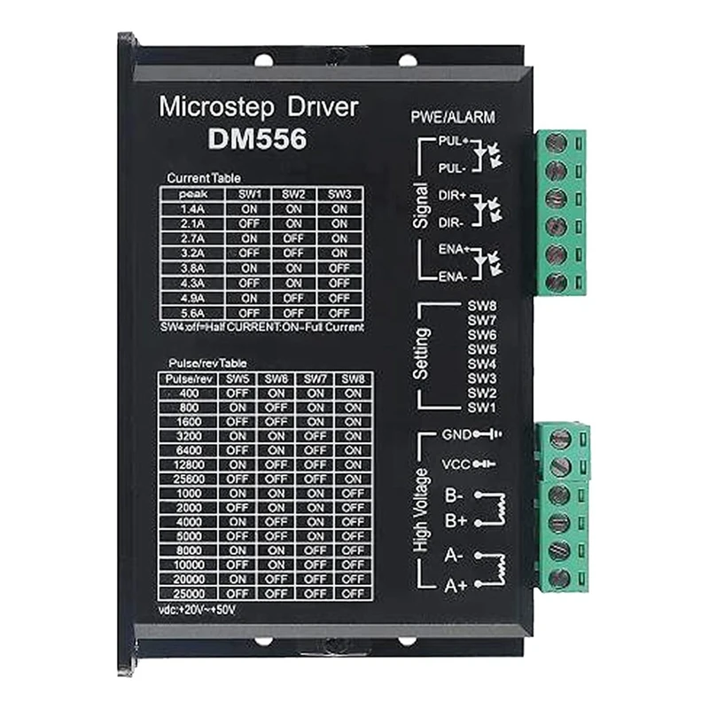 

Цифровой Драйвер шагового двигателя DM556 CNC, 2-фазный Драйвер шагового двигателя 20-50 В постоянного тока макс. 128 А, подразделение для двигателя