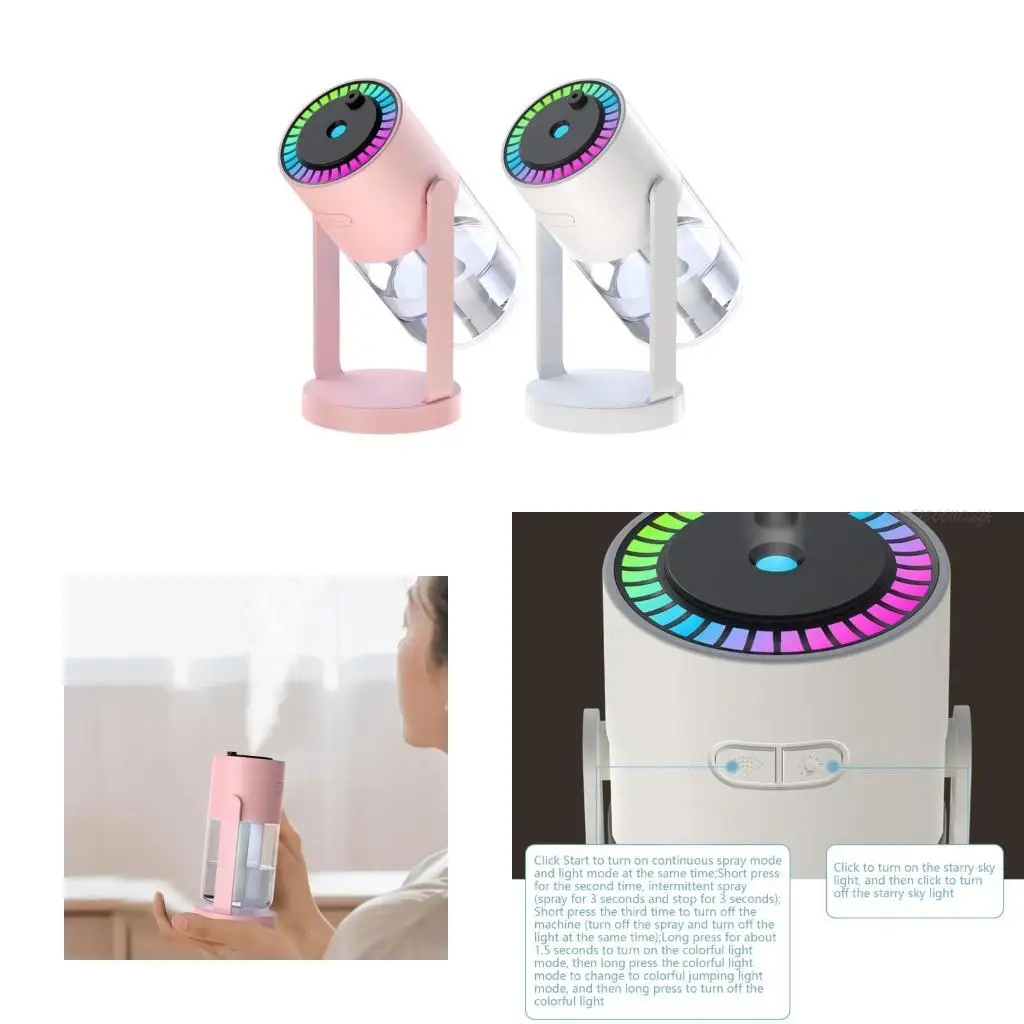 

27rb тихий операция Увлажнитель 280 мл с красочной светодиодной легкой пластиковой текстурой, подходящей для спальни и