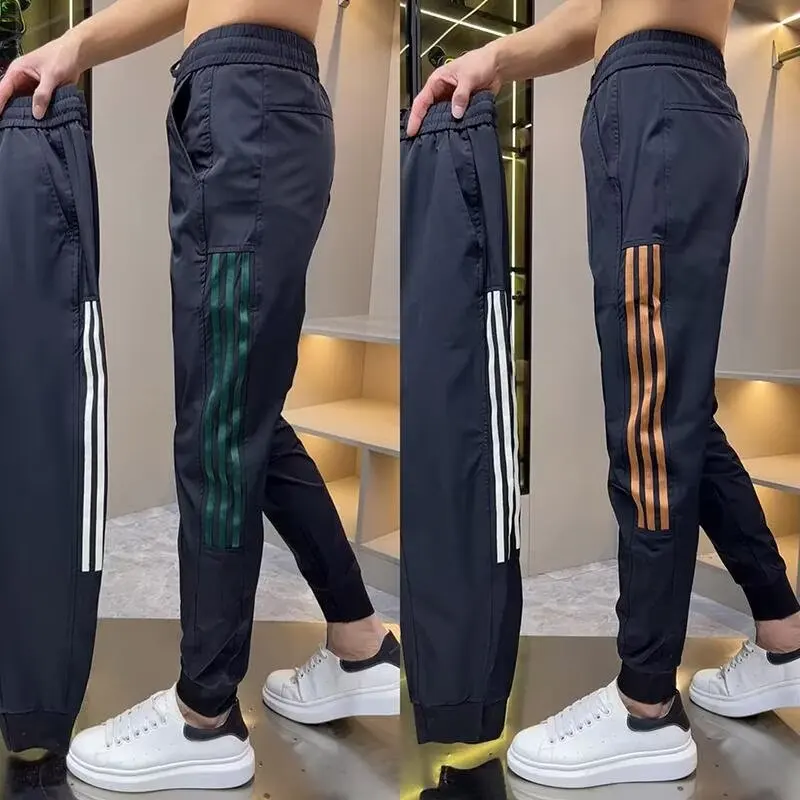 Summer New Casual Men's Thin And Versatile Slim Fit Sports Pants Trendy Flow Dry Pants Leg Binding Mens Clothing Men Trousers