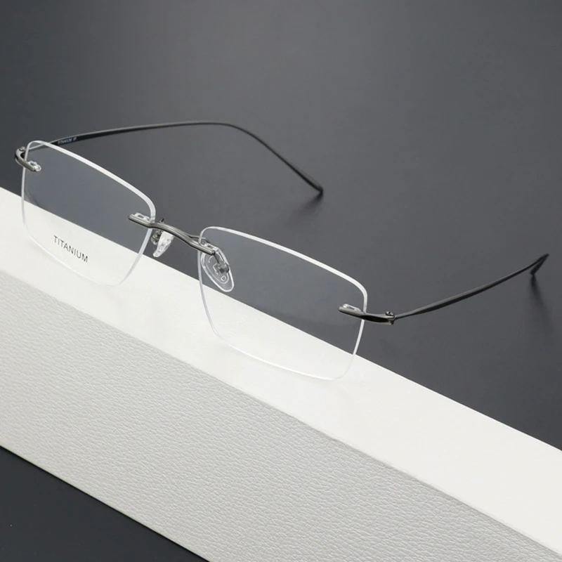 

Fashion Ultra-light Frameless Glasses Men's Small-Face Business Pure Titanium Glasses Rimless Optical prescription Eyeglasses