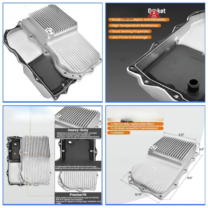 228053000 Aluminum Transmission Oil Pan w/Filter for Challenger Charger 2015-2022 for 1500 2013-2022 5.7L 3.0L