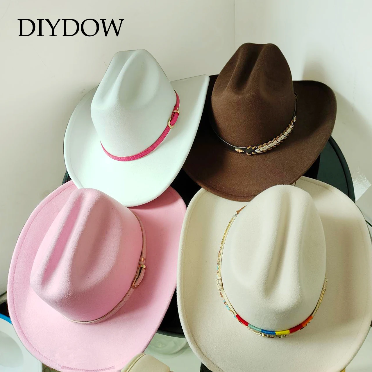 2023 New White Western Cowboy Hat for Men and Women Jazz Cowboy Hat Color Belt Accessories Panama Sombrero Hombre Hat