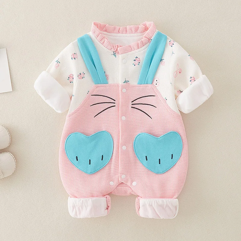 

Весенне-осенние комбинезоны для маленьких девочек 0-1 лет, детские комбинезоны с мультяшным принтом для маленьких девочек, комбинезоны для новорожденных девочек, комбинезоны для младенцев