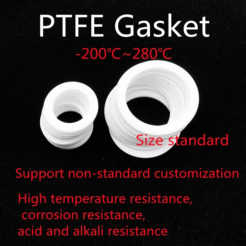 

PTFE Washer Flat Gasket 1/1.2/1.5/2 Inches 12/14/16/18mm Resistant to High Low Temperature For Flange More Customized Sizes