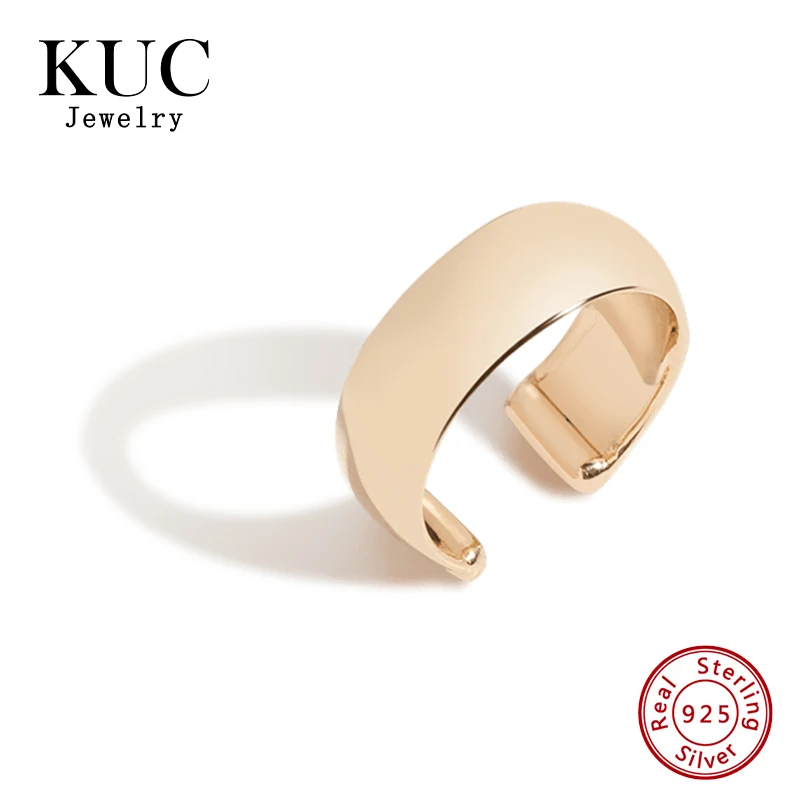 

Light Luxury Minimalist 925 Sterling Silver 18k Gold Plated Glossy Bold Ear Cuffs Fine Jewelry Designer Earrings