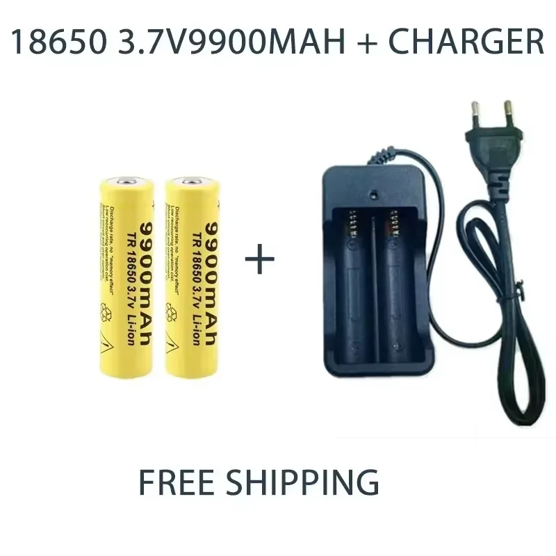 18650 Battery Rechargeable Battery 3.7V 18650 9900mAh Capacity Li-ion Rechargeable Battery For Flashlight Torch Battery+Charger