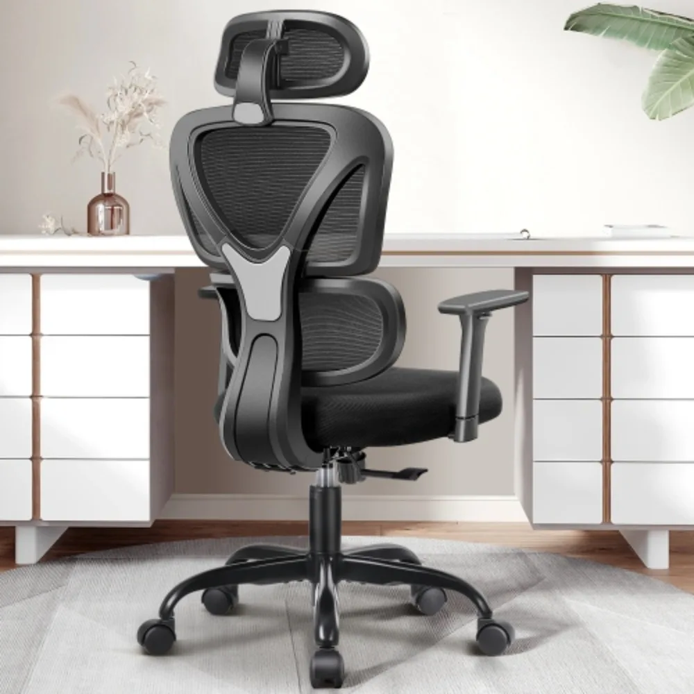 

Office Chair Comfy Breathable Mesh Chair,High Back Thick Cushion Computer Chair with Headrest Adjustable Height Gaming Chair