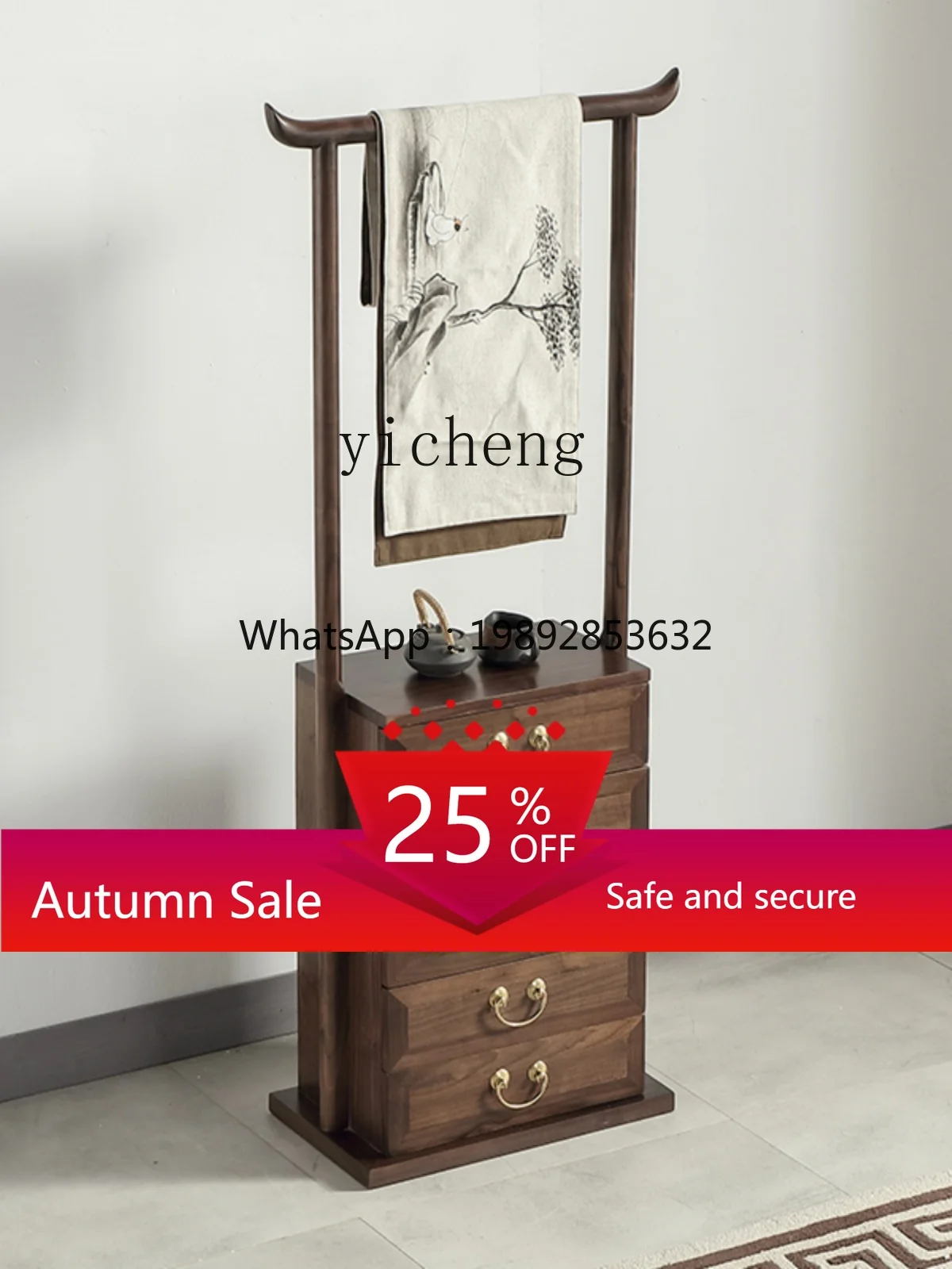 

Black Walnut Hand-Carried Box Bedside Table Solid Wood Tea Cabinet Zen Furniture Coat and Cap