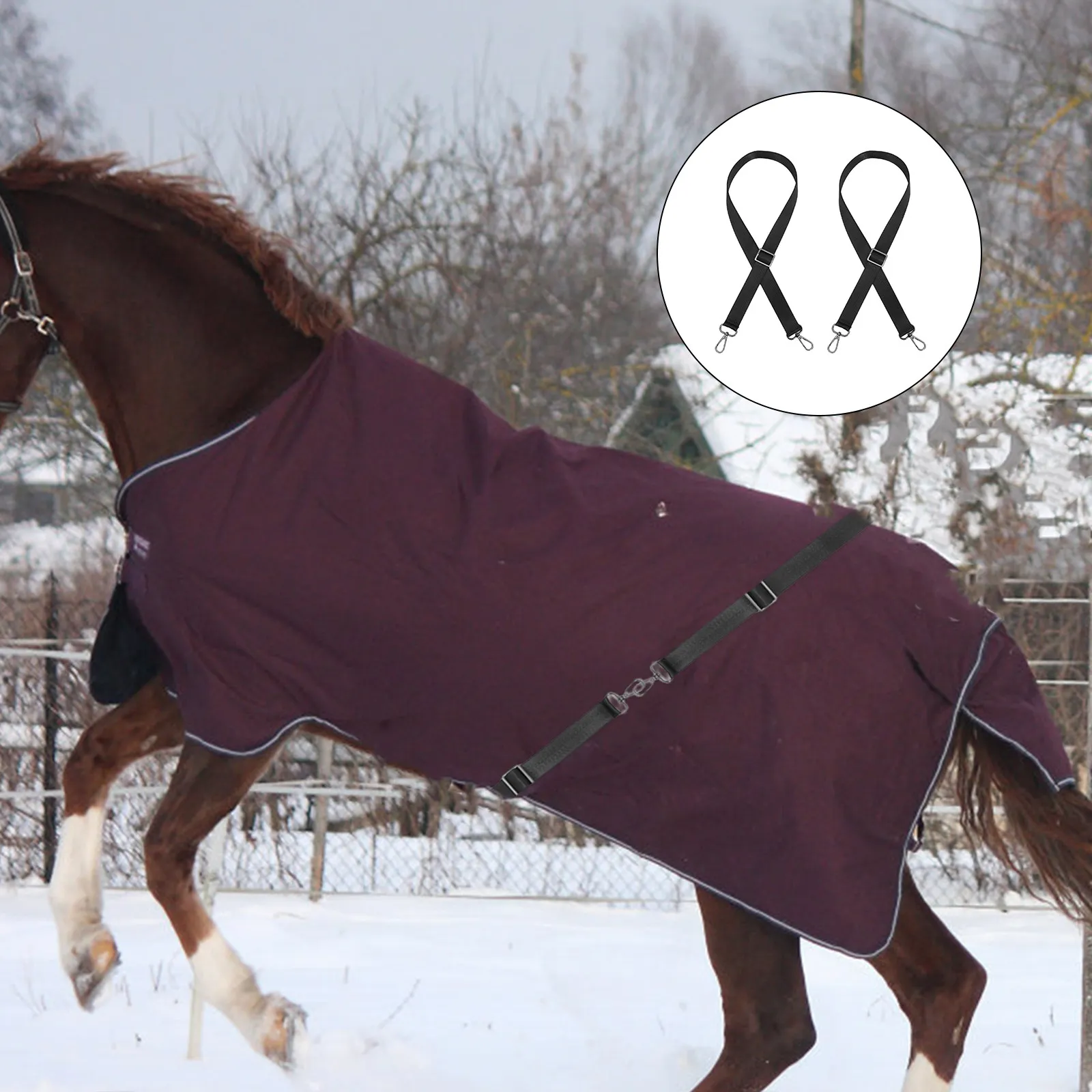 

2 шт. Ремни для конских попон, регулируемые, с двойными поворотными пряжками, для надежной фиксации, сменные нейлоновые ремни для конских попон