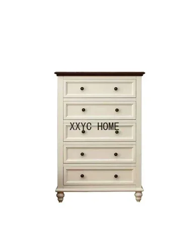 American Country Solid Wood TV Cabinet Vintage Ivory White Living Room Simple Coffee Table TV Stand Wine Cabinet