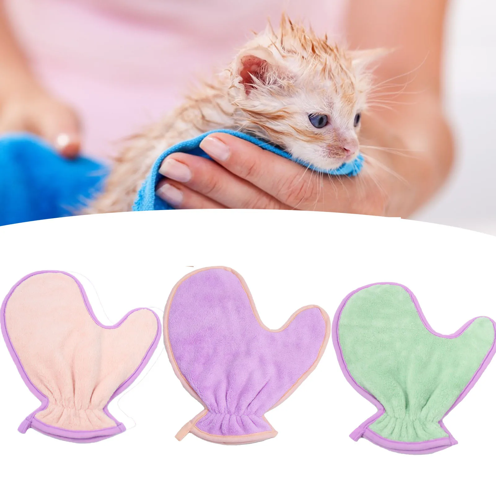 Pet Dog Bath Towel Double Sided Absorbent Fiber Gloves Cat Hygiene Supplies Soft Lightweight Plush Cleaning Towel