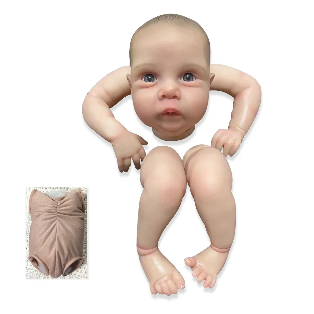 

20inch Reborn Doll Kit Awake Miley Lifelike Unfinished Baby 3D Painting with Visible Veins Cloth Body Magnet Pacifier Included