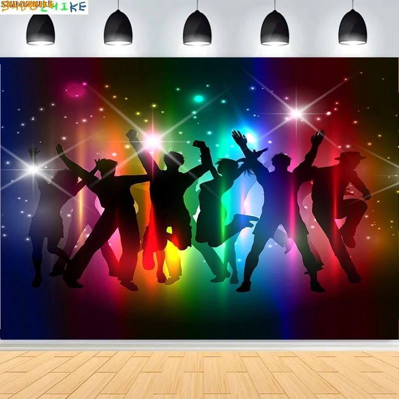 

Abstract Disco Ball Photography Backdrops Concert Colorful Stage Glitter Light Spots Stars Party Lights Photo Background DO-03