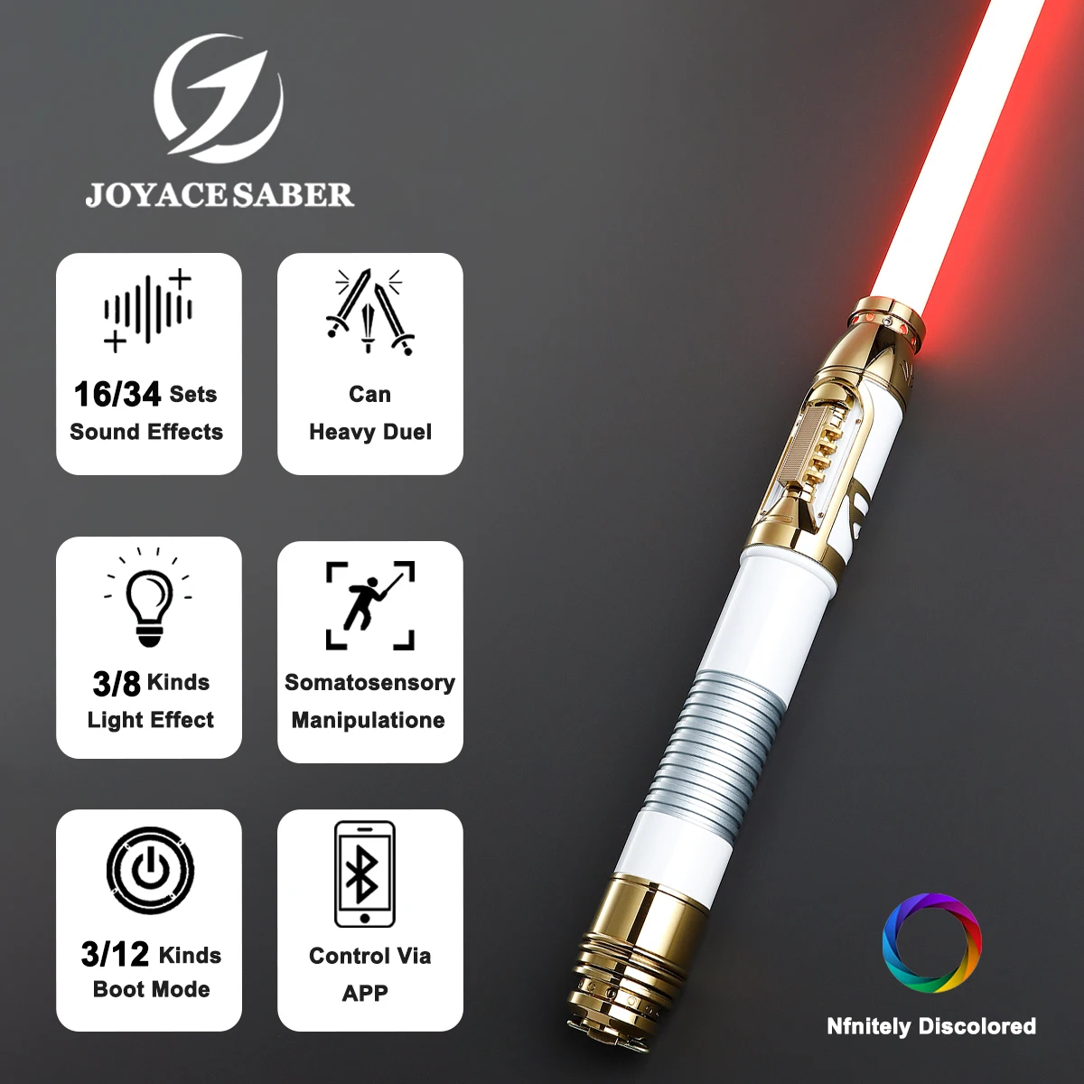 

JoyaceSaber Santari Khri Lightsaber Metal Handle saber Smooth Swing Pixel Light Sabers Heavy Dueling Laser Sword Luminous Toys