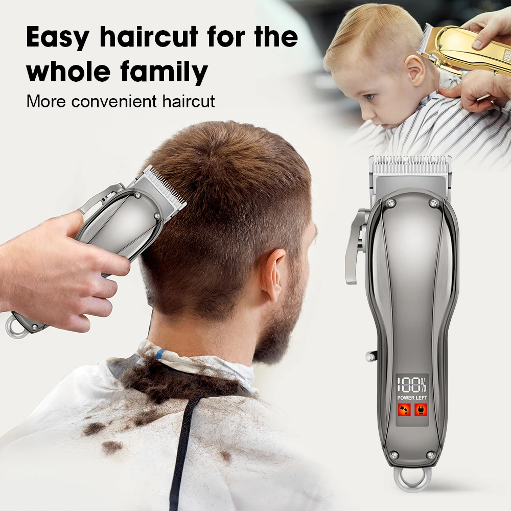 Hiena máquina de cortar cabelo elétrica corte de cabelo maching aparador sem fio masculino profissional máquina recarregável corte de cabelo HYN-215