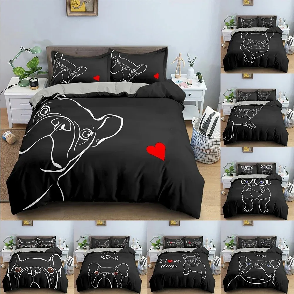 

Cartoon Dog Duvet Cover Cute Pet Printed Bedding Set Comforter Covers Twin King Quilt Cover With Pillowcase Bedclothes