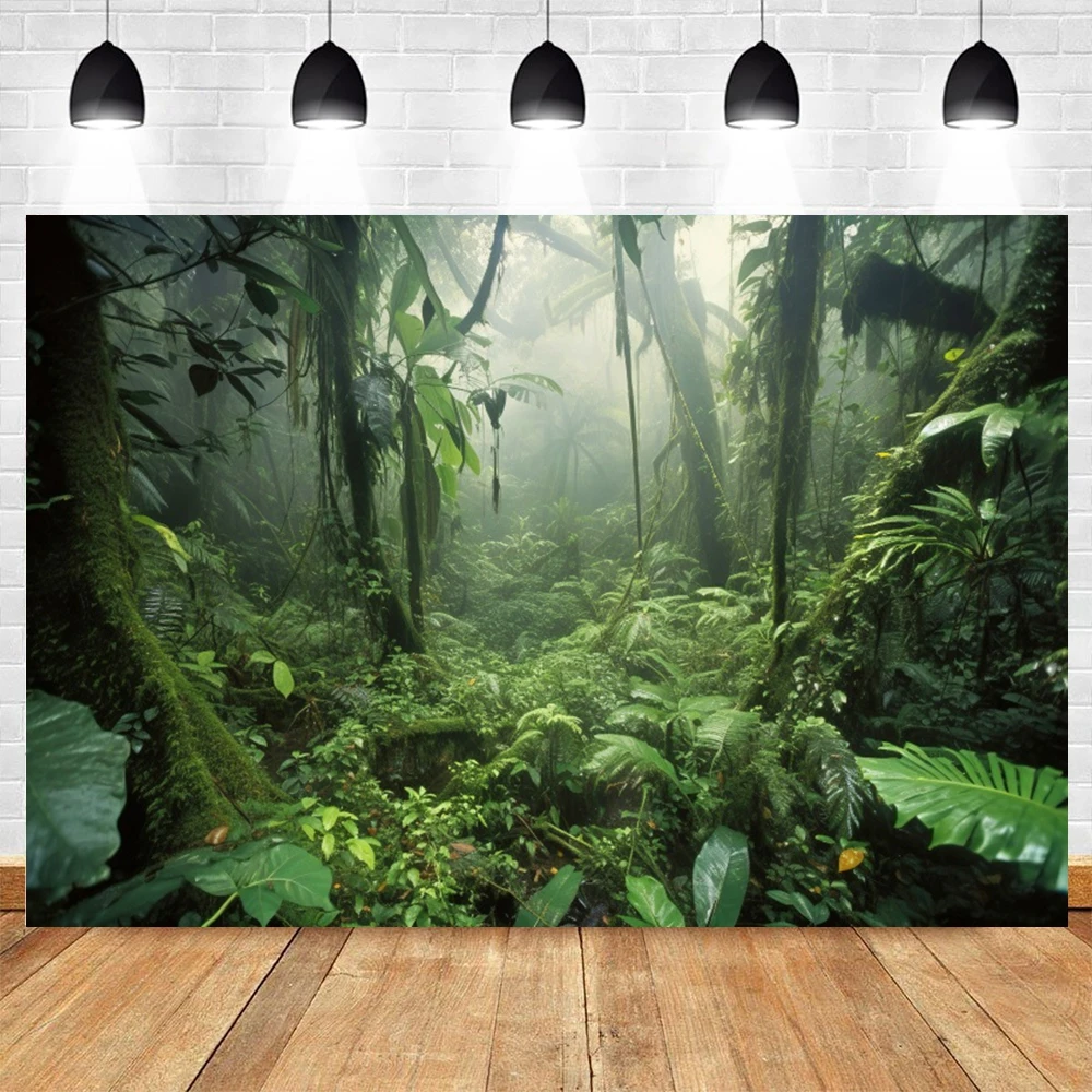 Tropical Rainforest Backdrop Green Trees Baby Shower Birthday Party Portrait Photography Background Wall Decor Photostudio Props