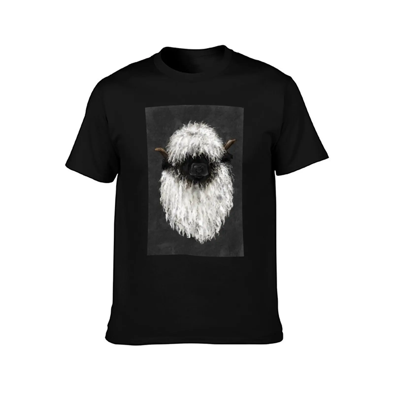 Bo Sheep. Valais Blacknose Sheep.Sticker T-Shirt, Summer Casual Cotton Tee, Oversized Streetwear Tops, Vintage Graphic Print