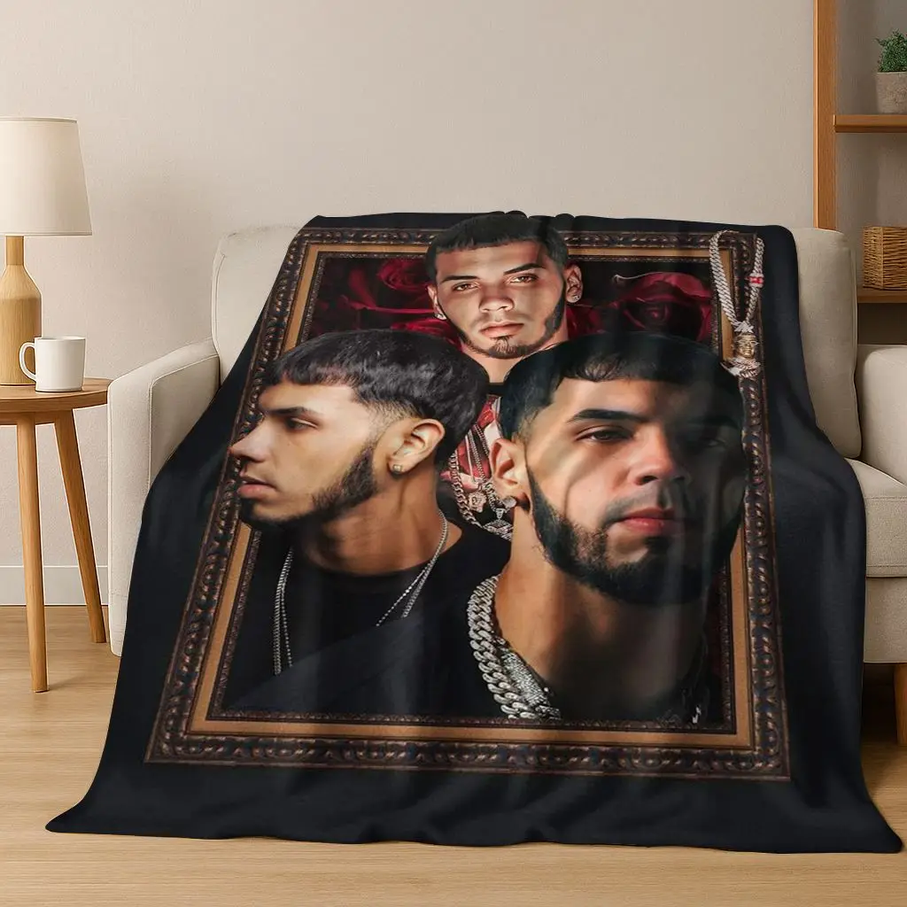 Free Anuel AA Rapper Hip Hop Singer Star Flannel Blanket Soft Warm Throw Blanket for Bedroom Living Room Bed Camping Picnic Gift