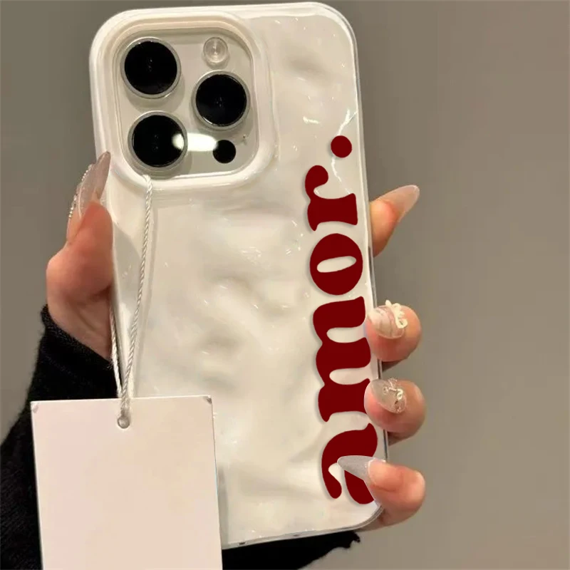 Amor Spanish Aesthetics Handyhülle für iPhone 17 16 15 11 14 13 12 Pro Max Plus 17Air Falten-Wellen-Design Weiche Silikon-TPU-Schutzhülle – Detail 1