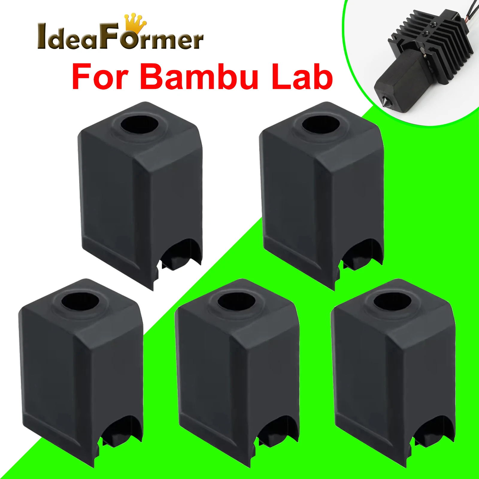 Silicone Socks For Bambu Lab X1 X1C P1P 3D Printer Hotend Extruder High-temperature Wear-resistant Black Silicone Sleeve Cover