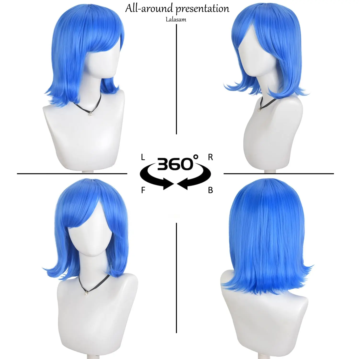 شعر مستعار اصطناعي تأثيري مع الانجارات للنساء والفتيات ، شعر مستعار بوب أزرق ، مقاوم للحرارة ، زي حفلات