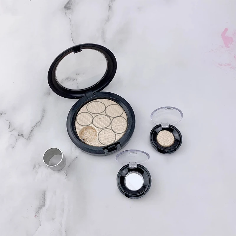 علبة ظلال عيون مستديرة فارغة ، موزع مكياج أساس قابل لإعادة الملء مع لوح ، صندوق أحمر شفاه أحمر شفاه ، لوحة صبغ #2