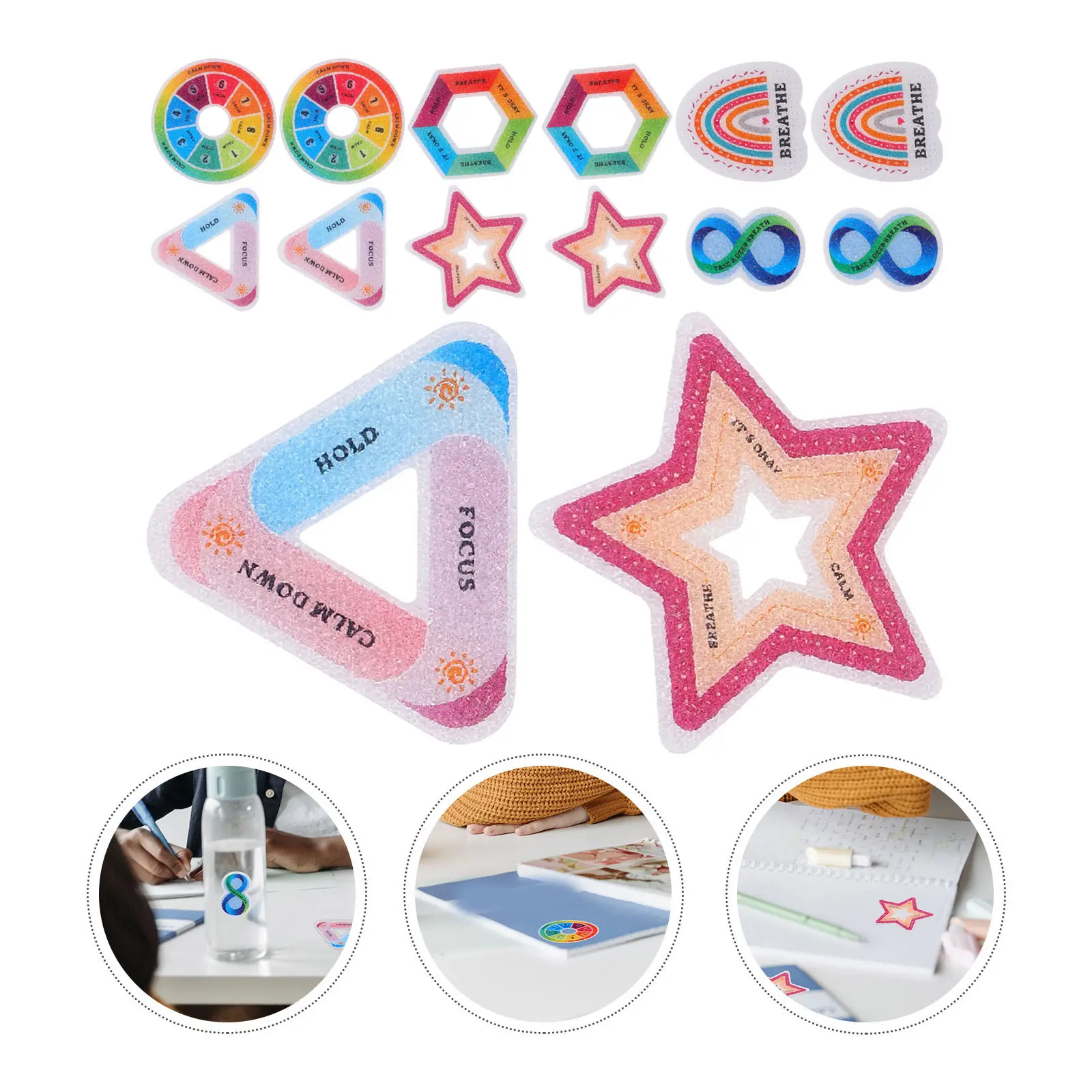 

30Pcs Textured Sensory Stickers for Stress Relief Calming Desk Decor Phone Back Notebook Laptop Decoration Rough Tactile