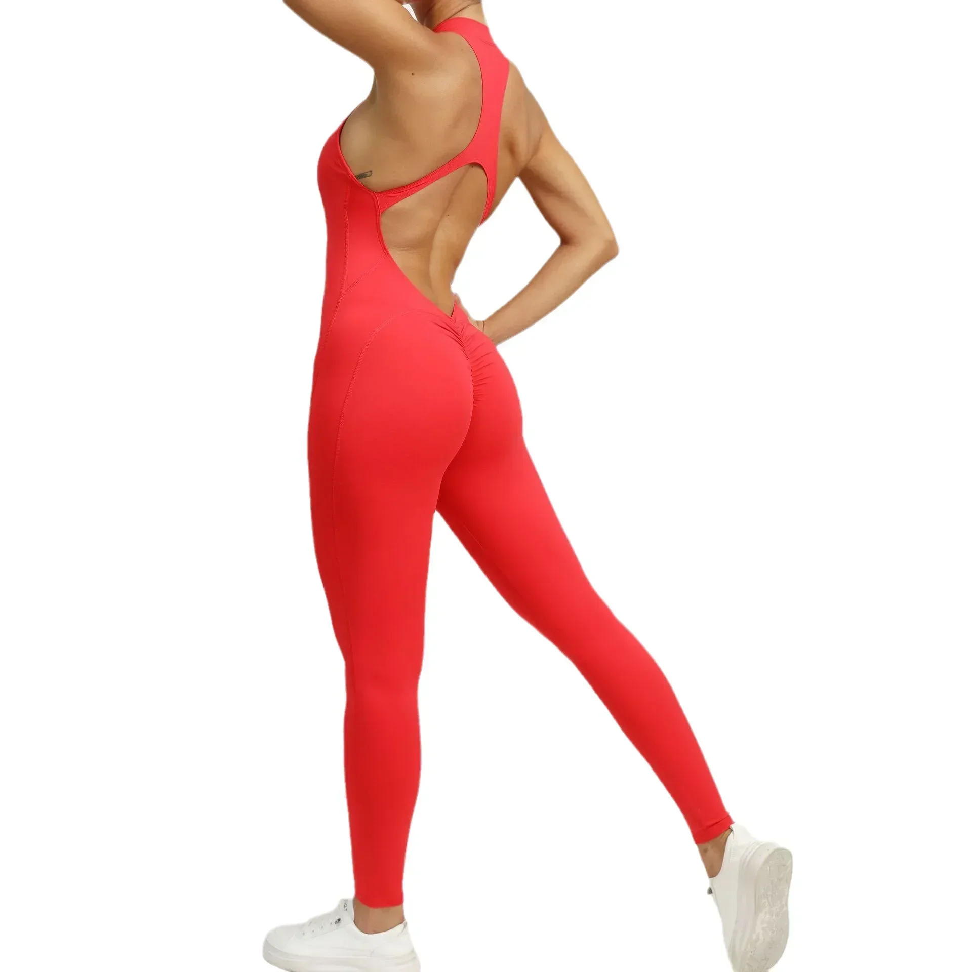 Seamless Yoga Jumpsuits One-Piece Zipper Sports Fitness Hollow Beauty Back Hip-lifting Running Training Tracksuits for Women