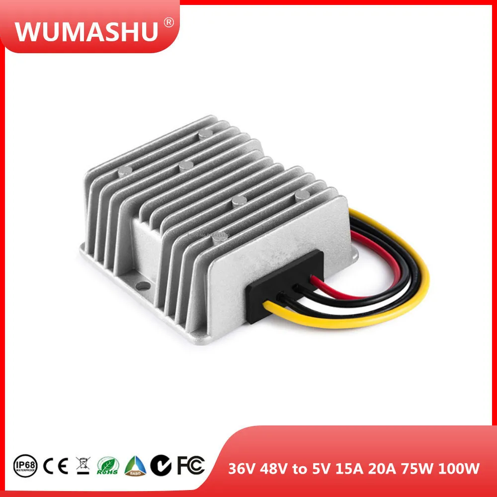 36V 48V to 5V 15A 20A 75W 100W Transformer Voltage Regulator DC DC Converter Step Down Module Power Supply for Car LED Solar