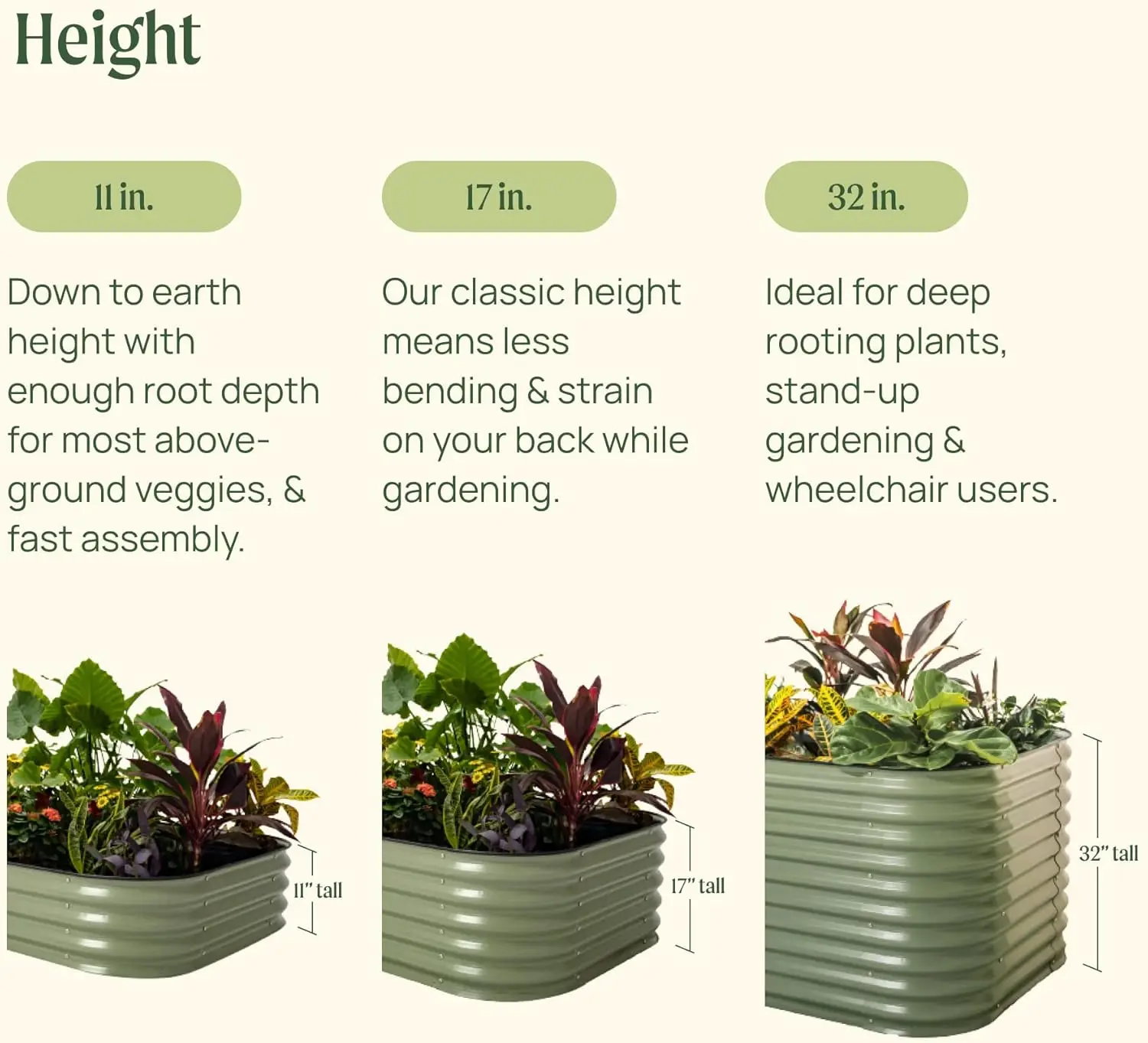 Patio Garden, Metal Round Planter Box in Olive Green, 17\ view 6