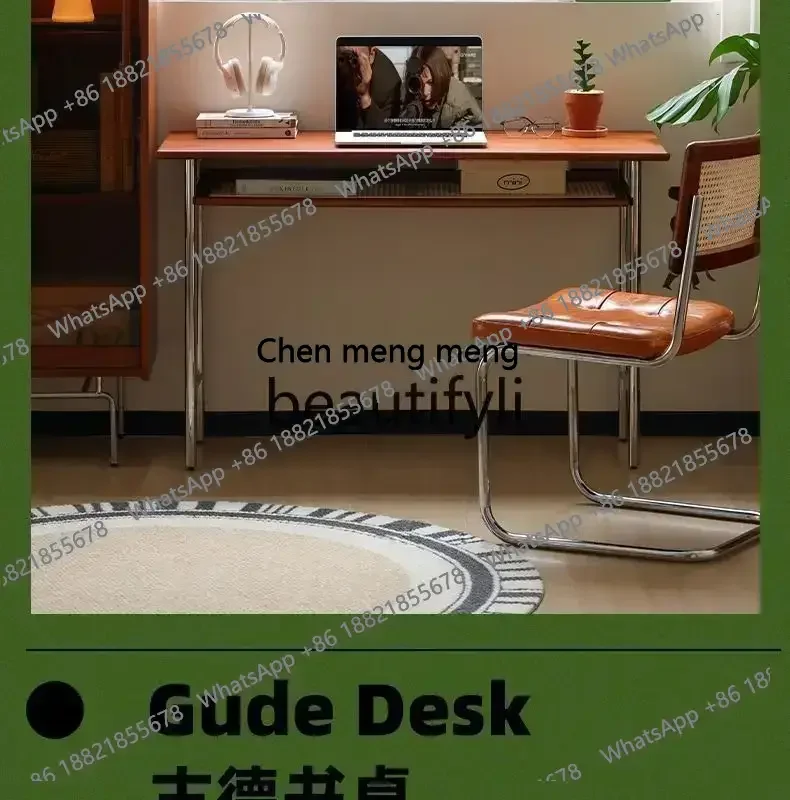 x11Solid wood extremely narrow desk retro home office computer desk Nordic small apartment student writing desk