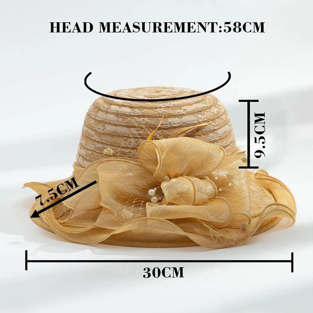 2025Damen Fascinator Millinery Kirchenhut Elegante Schleife Breite Krempe Eimerhüte Kentucky Derby Fedora Damen Sommer faltbare Sonnenkappe – Detail 4
