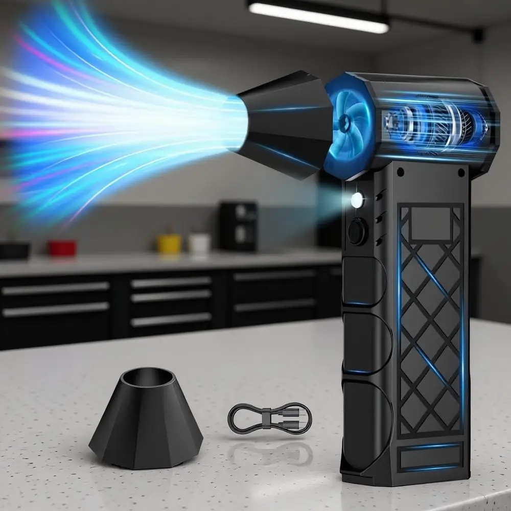 

Пневматический очиститель Compred, электрический воздуходув 130000 об/мин с дополнительной LED-подсветкой и 3-режимным фонариком, 4-скоростной мини-воздуходув с алмазным дизайном