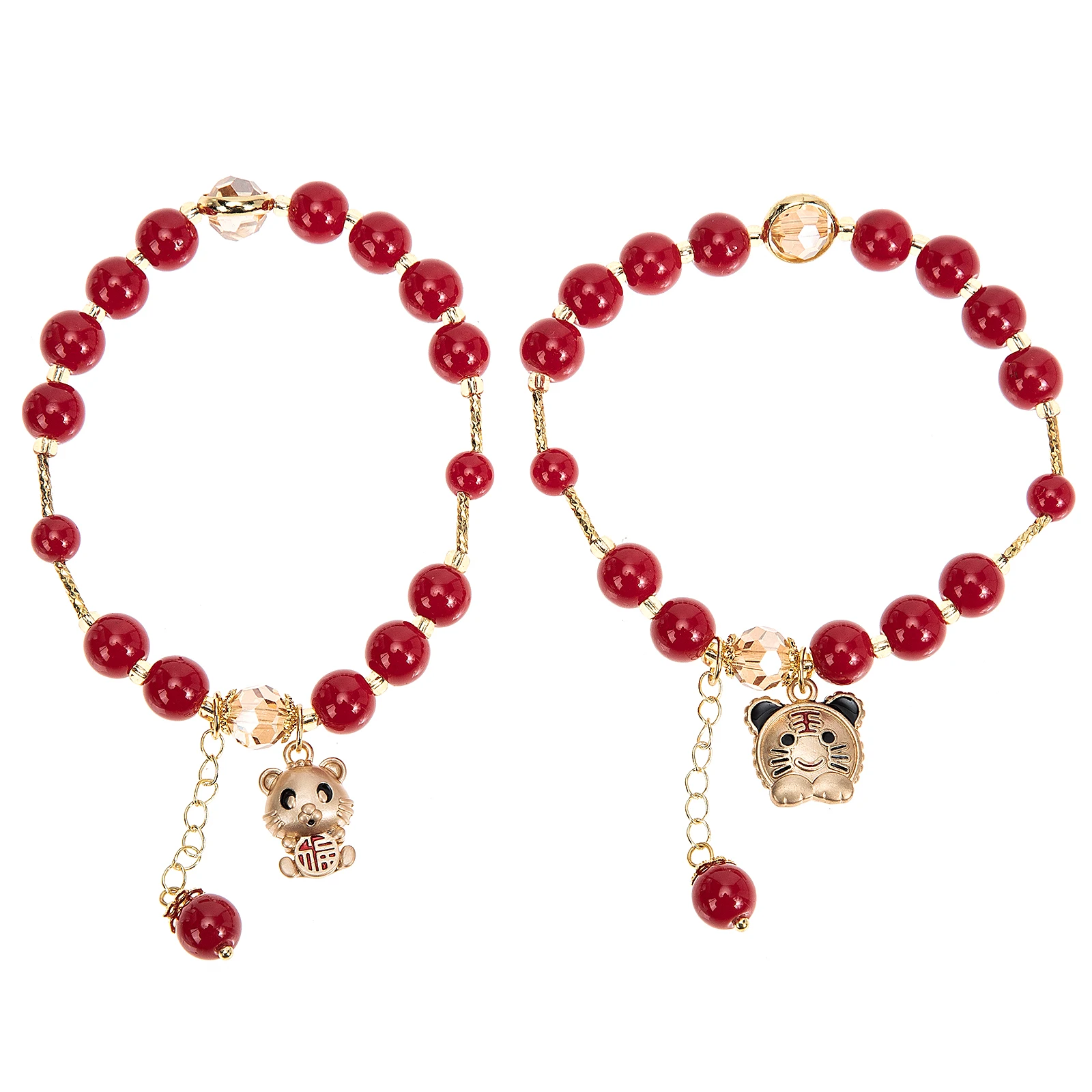 

2 Pcs Crystal Bracelet Red Rope Stainless Steel Men Women 2023 Lucky Gift Wrist Chain Jewelry