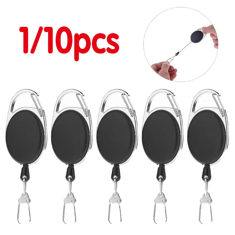 1/3/5/10 pçs chaveiro de pesca com mosca ferramenta retrator retrátil chaveiro carretel crachá titular equipamento de pesca