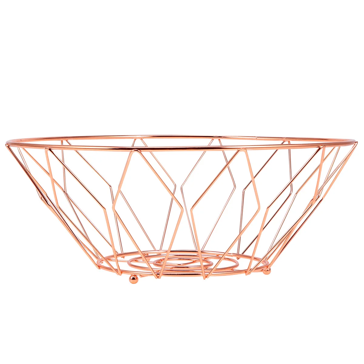

1 pc Iron Fruit Basket Rose Gold Snack Storage Rack Vegetable Drain Tray Kitchen Desktop Organizer Fruit Dish