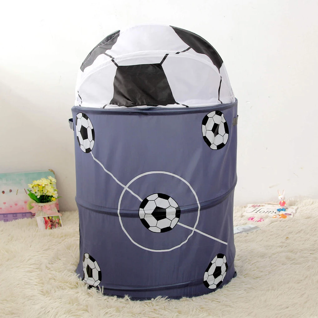 Convenient Folded Basket Stylish And Spacious Laundry Bag With Lid Structure Sturdy And Not Deformed football