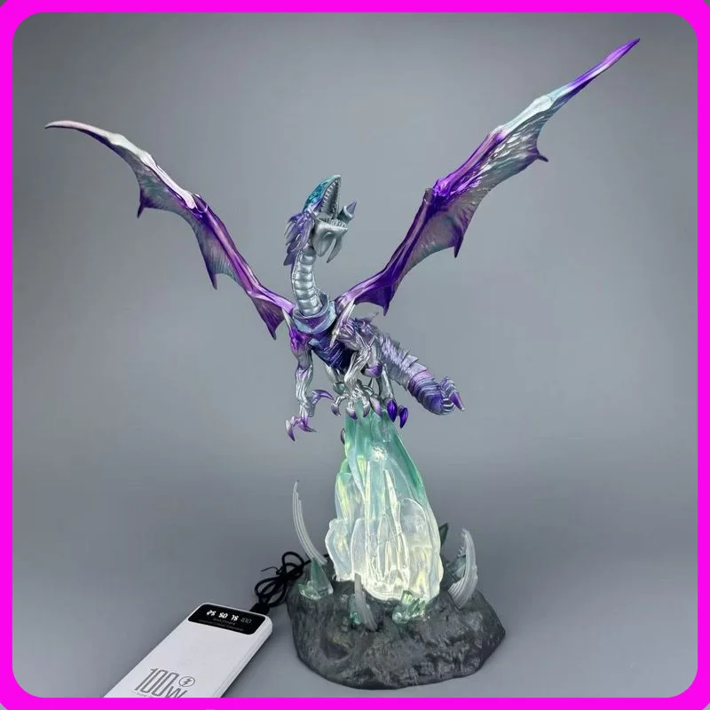 

45cm Yu-Gi-Oh! Blue-Eyes White Dragon Gk Statue Anime Action Figure Collectible Model With Light Up Base Gift