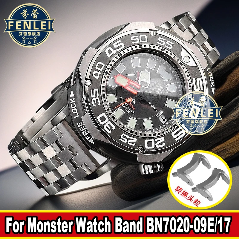 For Citizen Monster Stainless Steel Watch Band BN7020-09E/17E Super Monster Strap Stainless Steel Adapter Men Watch Accessories