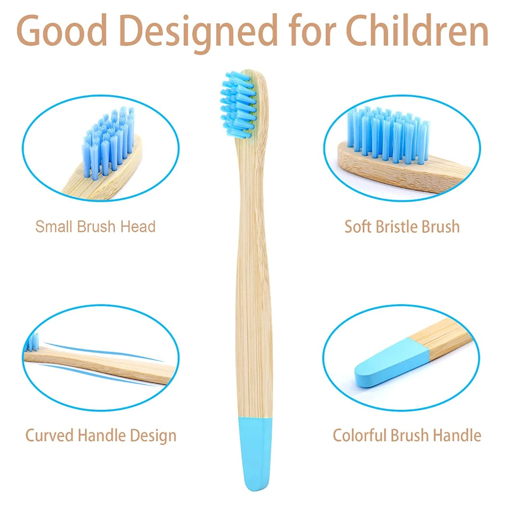 Children Bamboo Toothbrushes 10Pcs Soft Bristles Child Toothbrush Eco Friendly Biodegradable Wooden Handle Teeth Whitening Brush