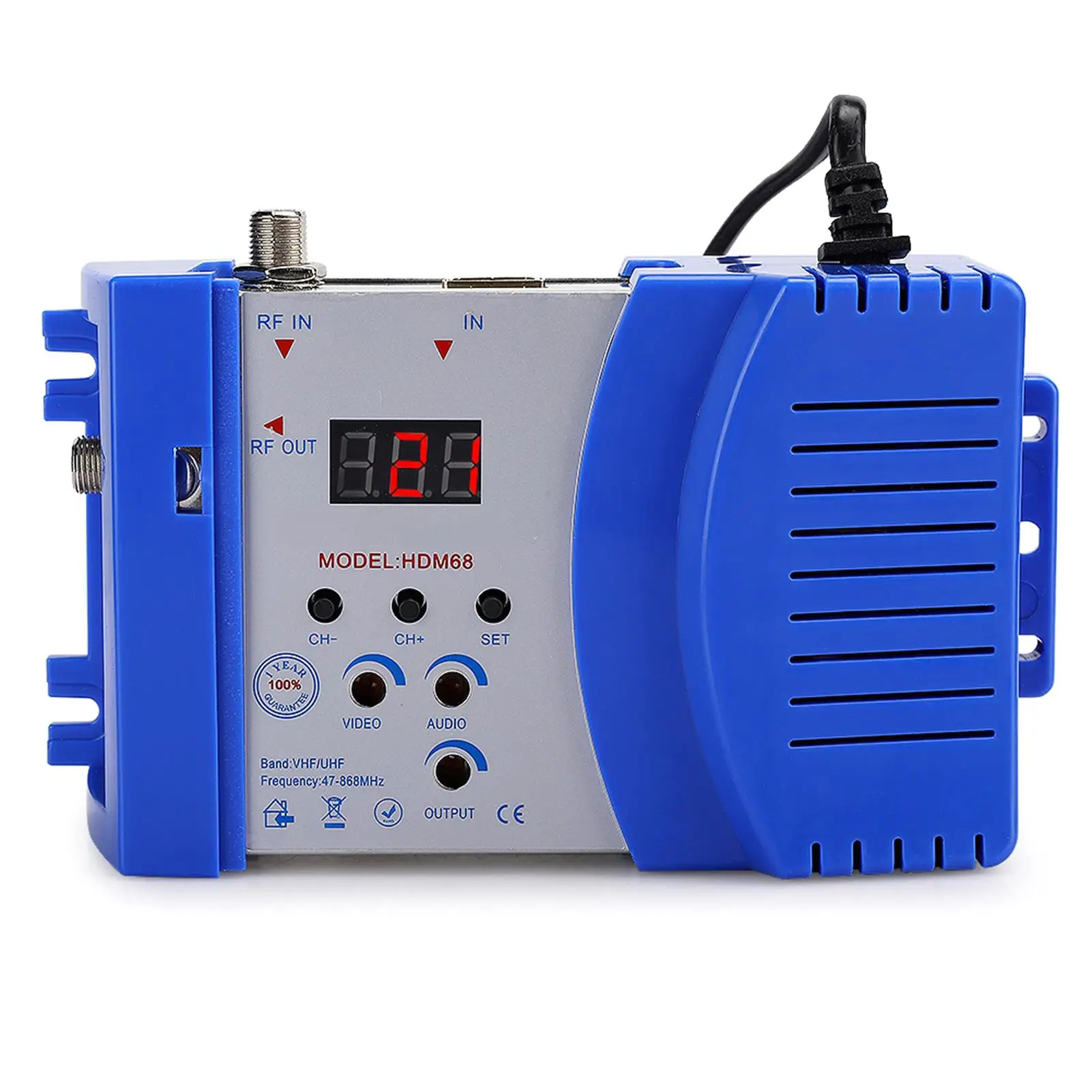 HD Modulator HDM68 Analog RF VHF/UHF Frequency EU Plug Wireless Transmitter 100-240V - Computer Accessories