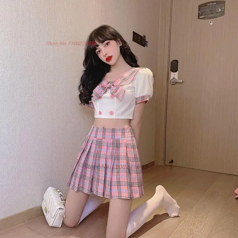 2024 hot girl jk uniform daily set di due pezzi giapponese coreano college style school costume suit camicetta + set gonna a vita alta