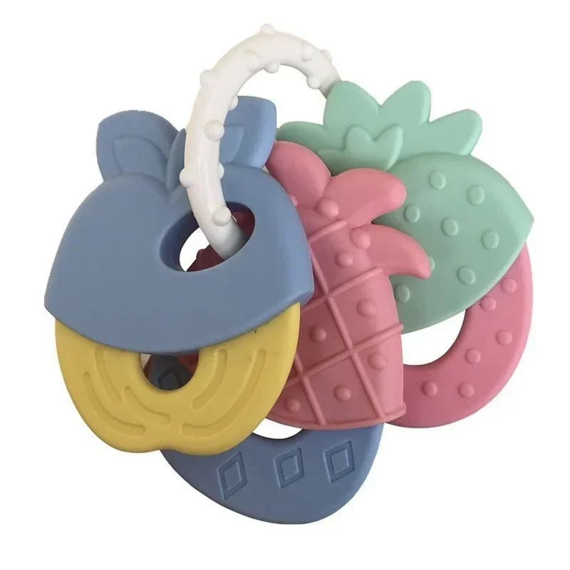 

Newborn Baby Chews Food Grade Teethers Training Bed Toy Silicone for Baby Fruit Item Feeding Infant Things Molars Rattle