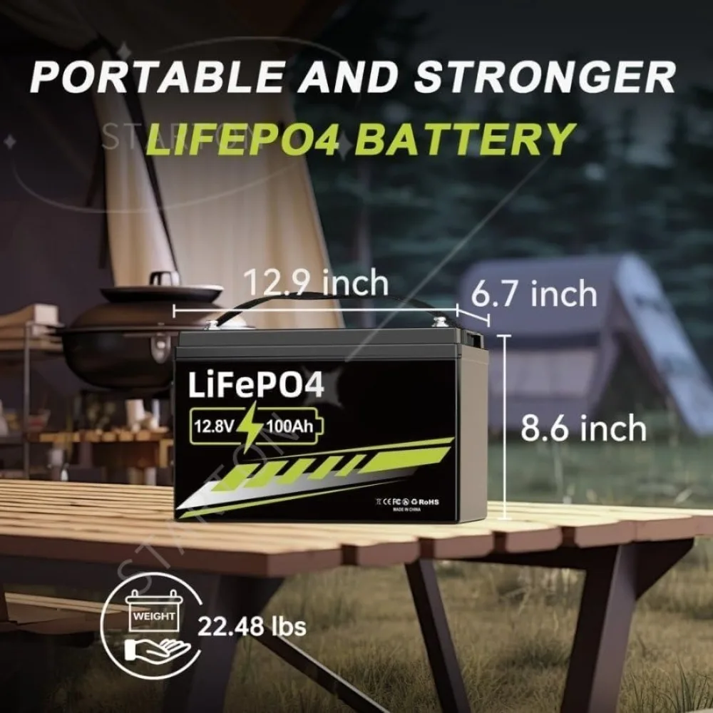 12V 100Ah LiFePO4 Battery Group 31 With Built-in 100A BMS, 15000 Deep Cycles Rechargeable Lithium Battery Prefect