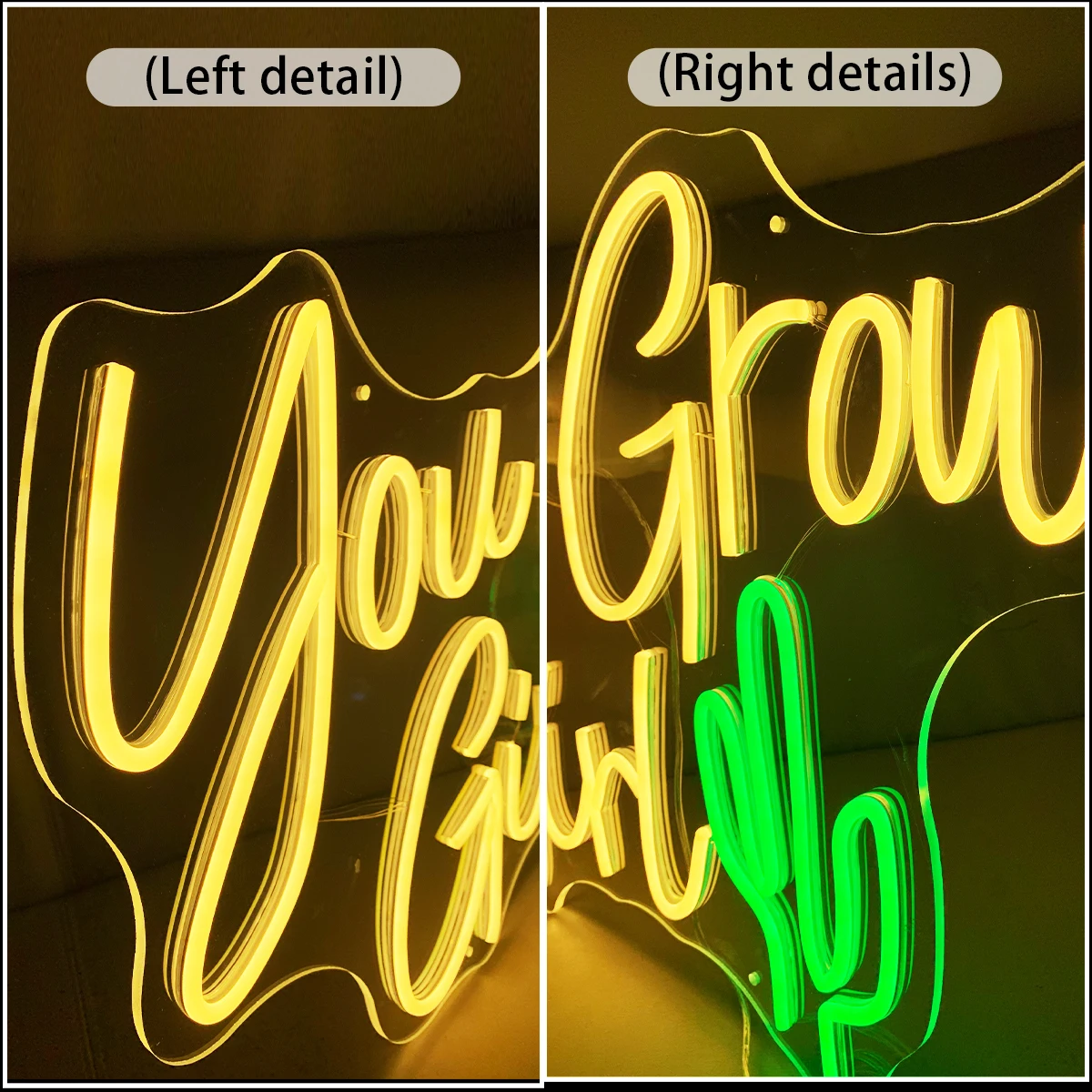 Luci al neon personalizzate per te Grow Girl, insegna al neon artistica, che dà benedizione ai bambini, regalo per adulti