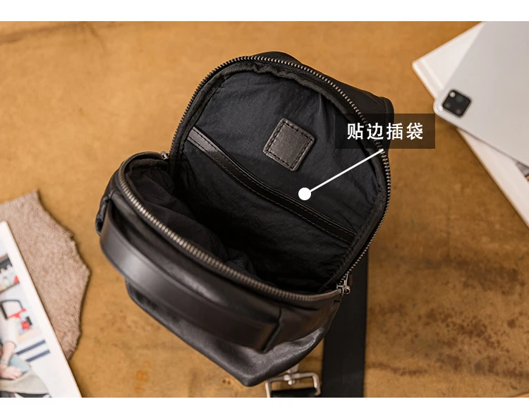 PNDME outdoor casual luxury first layer cowhide men's chest bag fashion sports designer genuine leather motorcycle crossbody bag