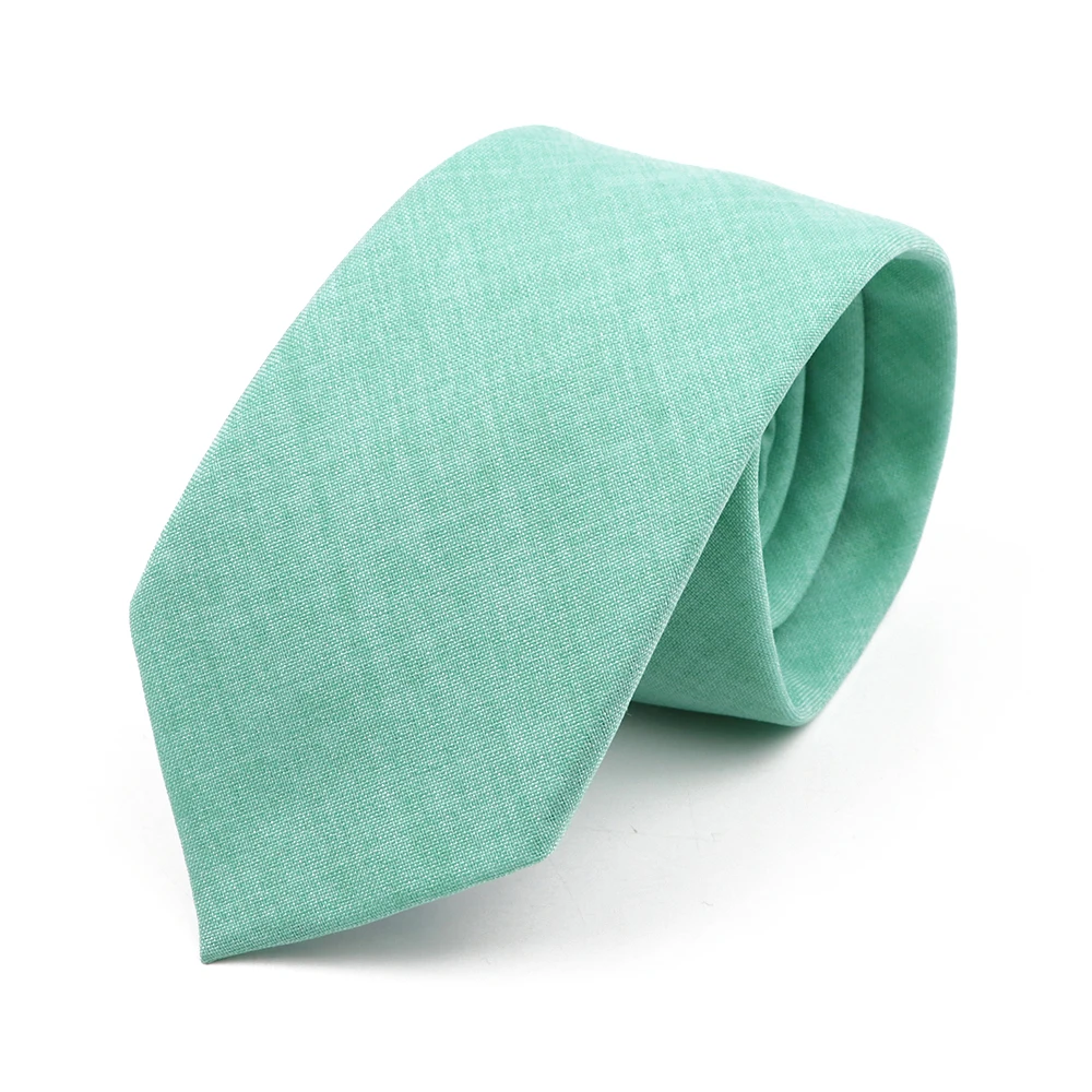 Zacht katoen effen kleur handgemaakte mannen stropdassen saliegroen roze oranje magere stropdas voor bruiloft shirt pak das accessoire