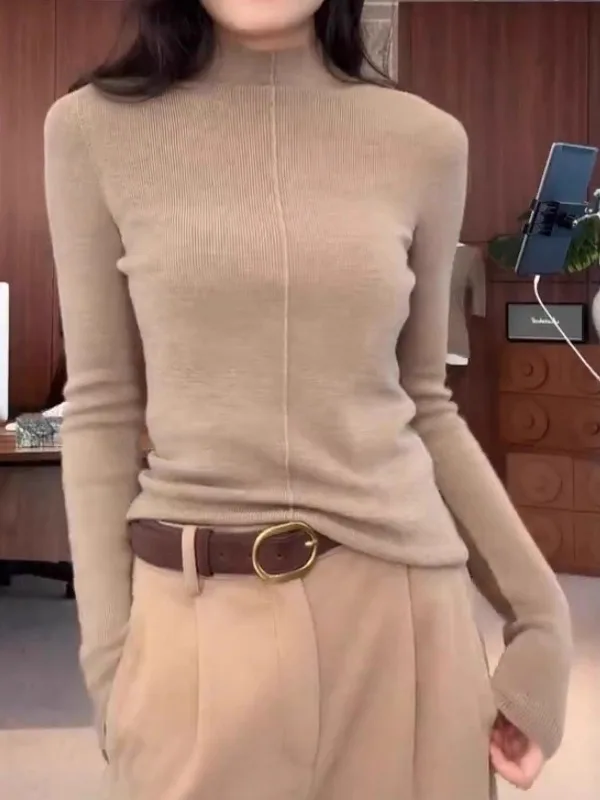 

plus Size Women's Knitwear Long Sve f High Collar Slim Fit Korean Sle Versatile Spring New Design Sensation Body a