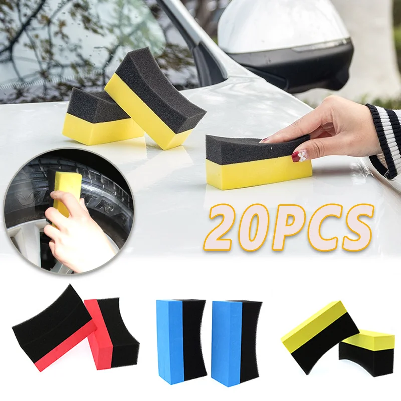 

20PCS Creative Car U-Shape Tire Waxing Polishing Compound Sponge Pad Tyre Clean Brush Universal Portable Washing Accessories